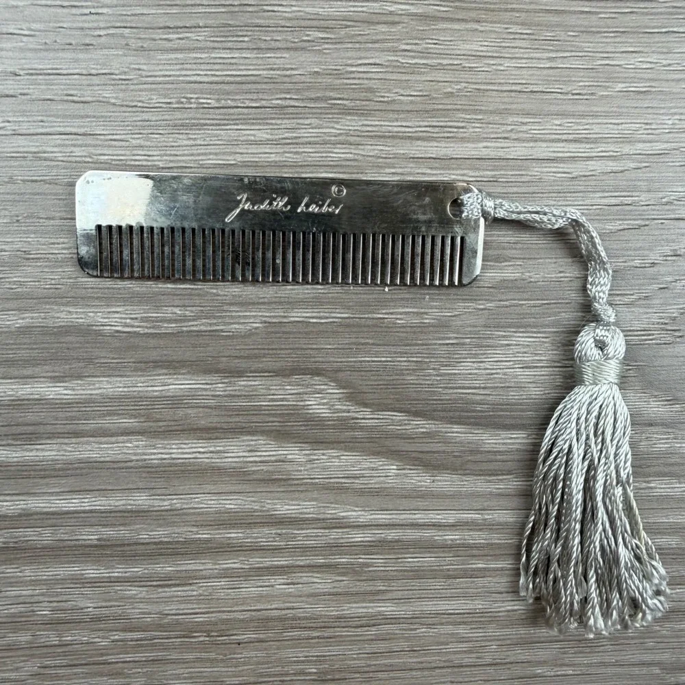 Judith Leiber Womens Mini Hair Comb Tassel Made in Italy Silver OS